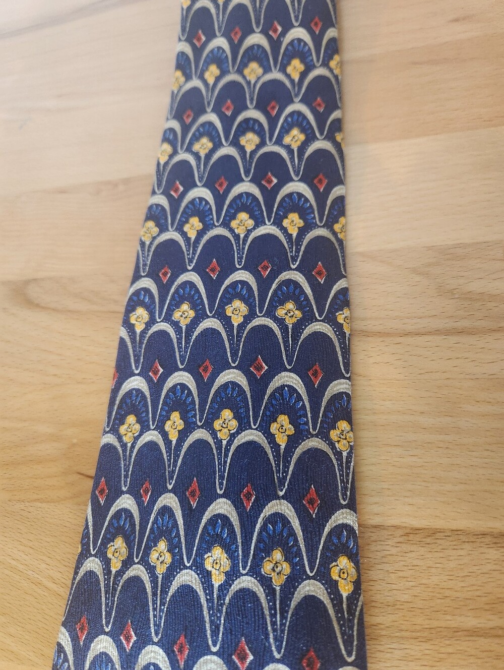 Vintage Lands End Silk Tie Navy Paisley Foulard Preppy Classic Made in USA